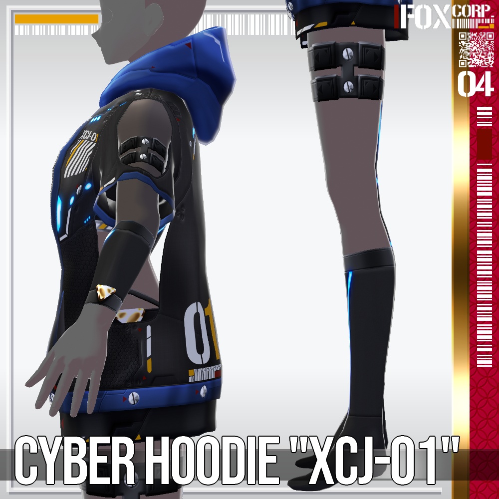 VRoid用 多色展開 サイバーパーカー "XCJ-01" - Cyber Hoodie "XCJ-01"