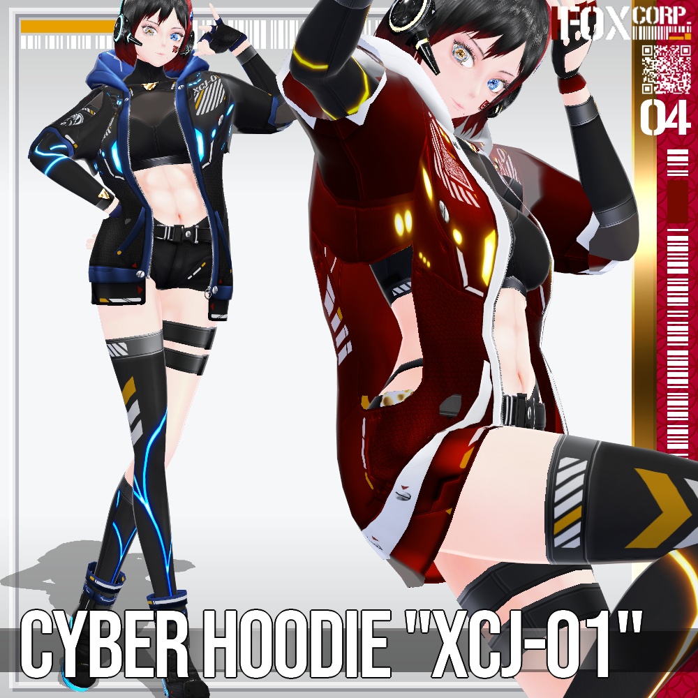 VRoid用 多色展開 サイバーパーカー "XCJ-01" - Cyber Hoodie "XCJ-01"