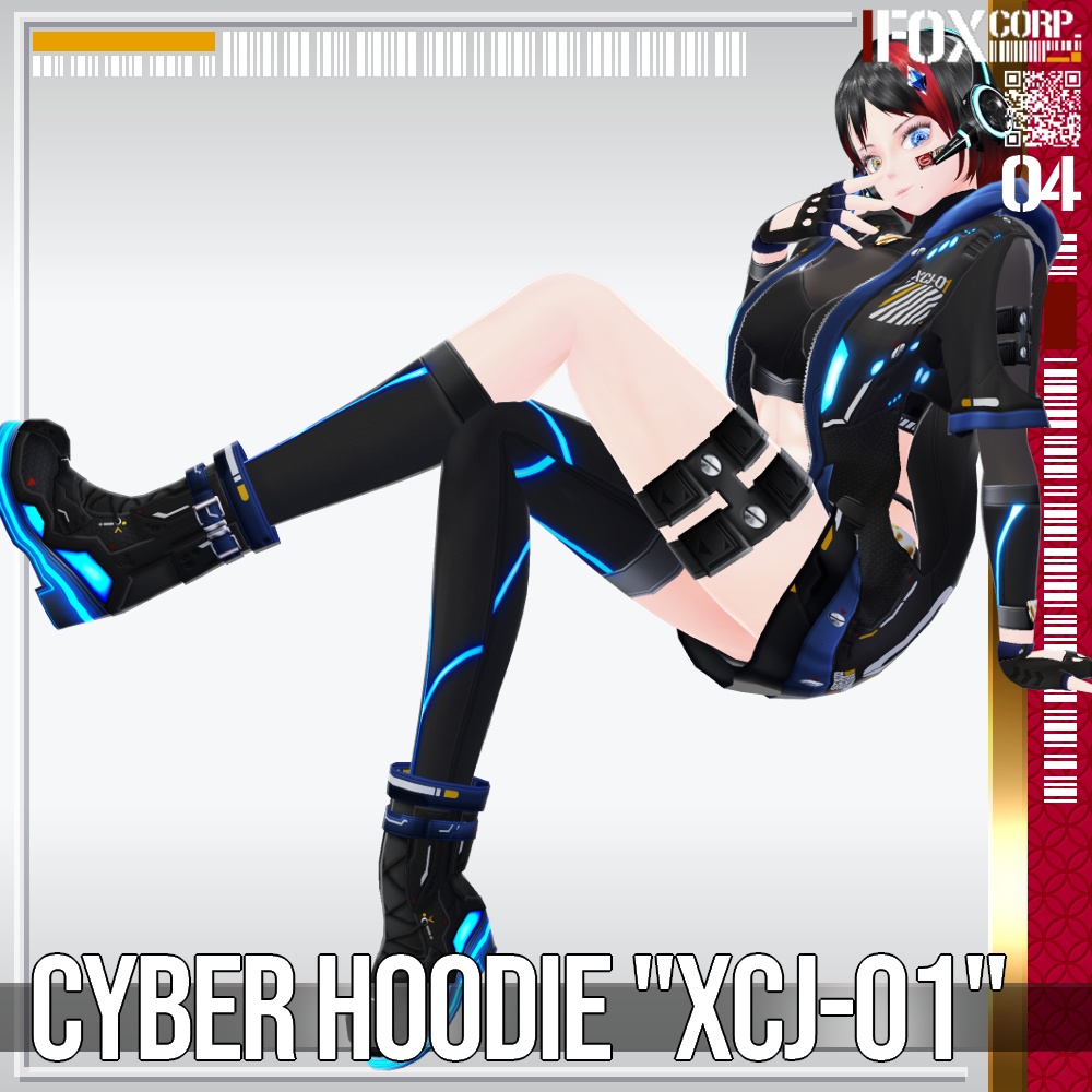 VRoid用 多色展開 サイバーパーカー "XCJ-01" - Cyber Hoodie "XCJ-01"