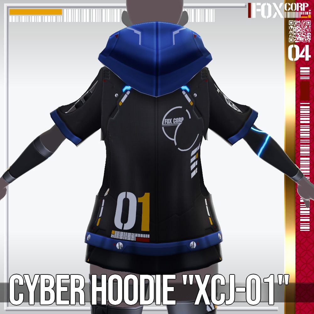VRoid用 多色展開 サイバーパーカー "XCJ-01" - Cyber Hoodie "XCJ-01"