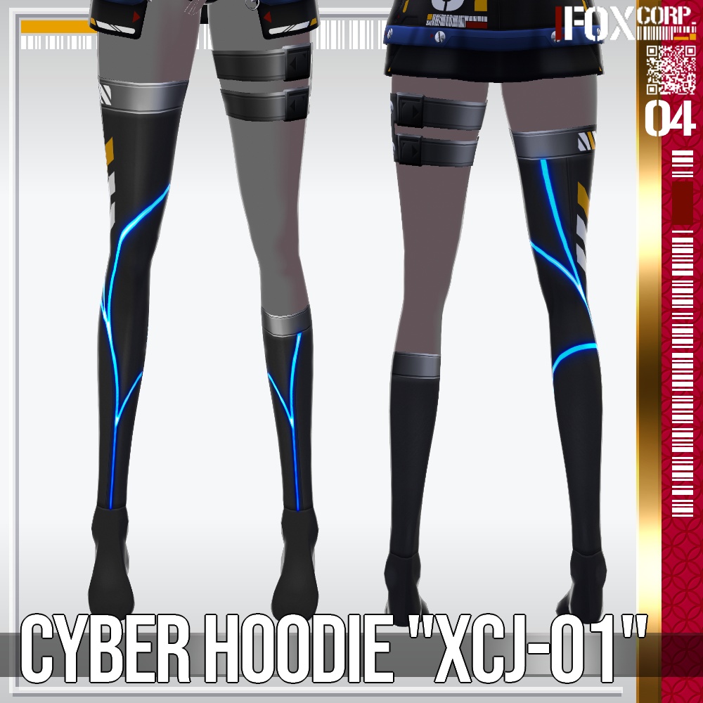 VRoid用 多色展開 サイバーパーカー "XCJ-01" - Cyber Hoodie "XCJ-01"