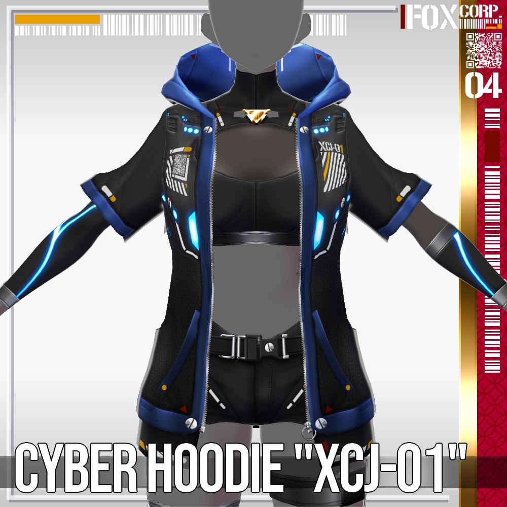 VRoid用 多色展開 サイバーパーカー "XCJ-01" - Cyber Hoodie "XCJ-01"