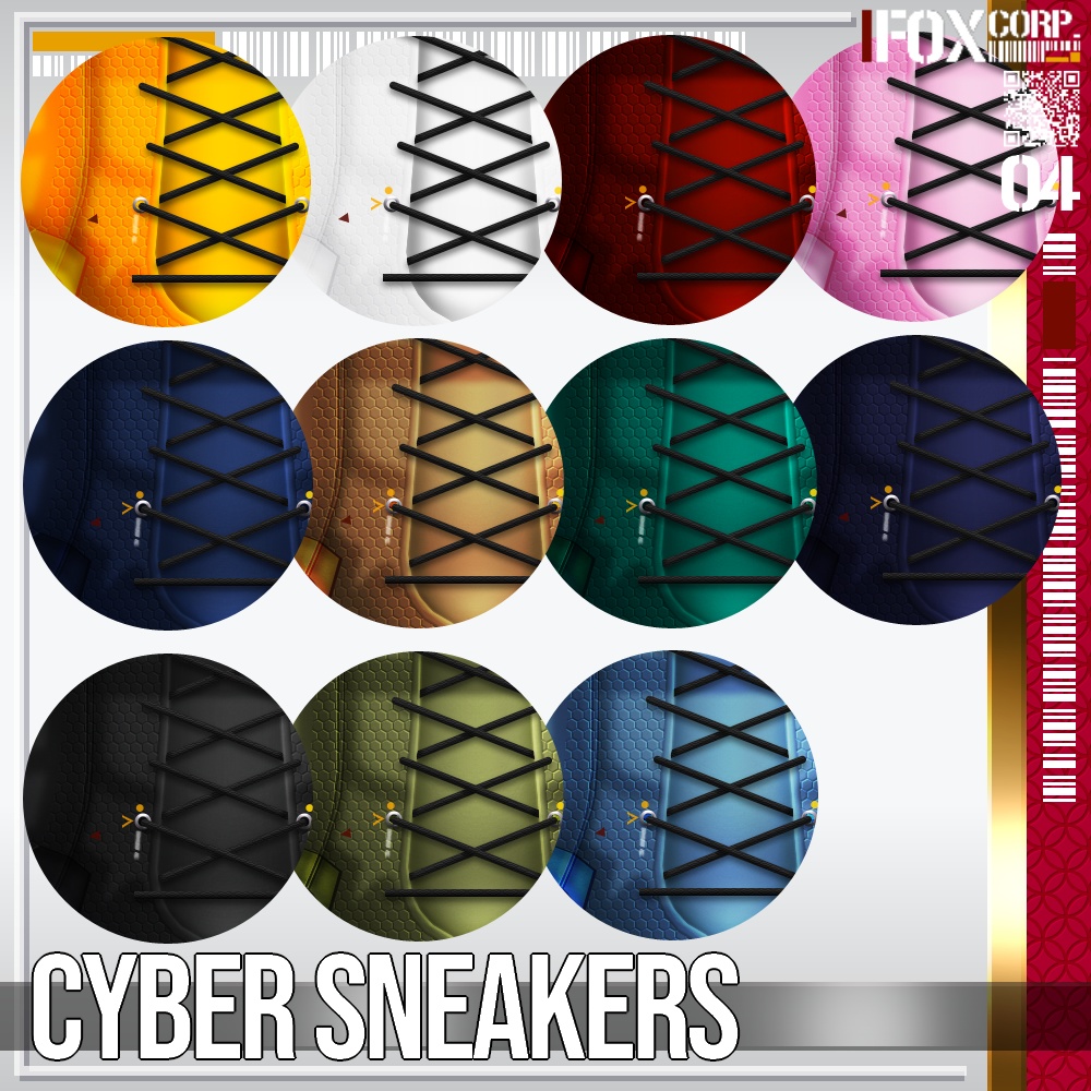 VRoid用 11*4色展開 サイバースニーカー - Cyber Sneakers 11*4Colors