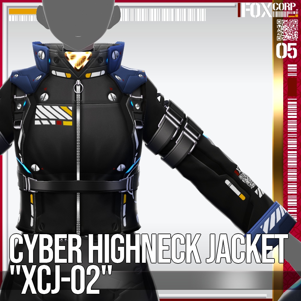 VRoid用 多色展開 サイバーハイネックジャケット "XCJ-02" - Cyber Highneck Jacket "XCJ-02"