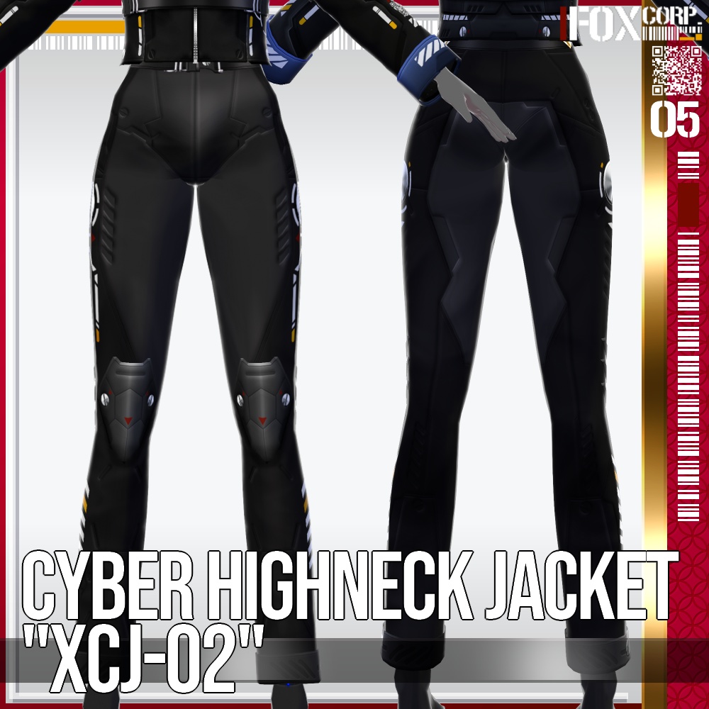 VRoid用 多色展開 サイバーハイネックジャケット "XCJ-02" - Cyber Highneck Jacket "XCJ-02"