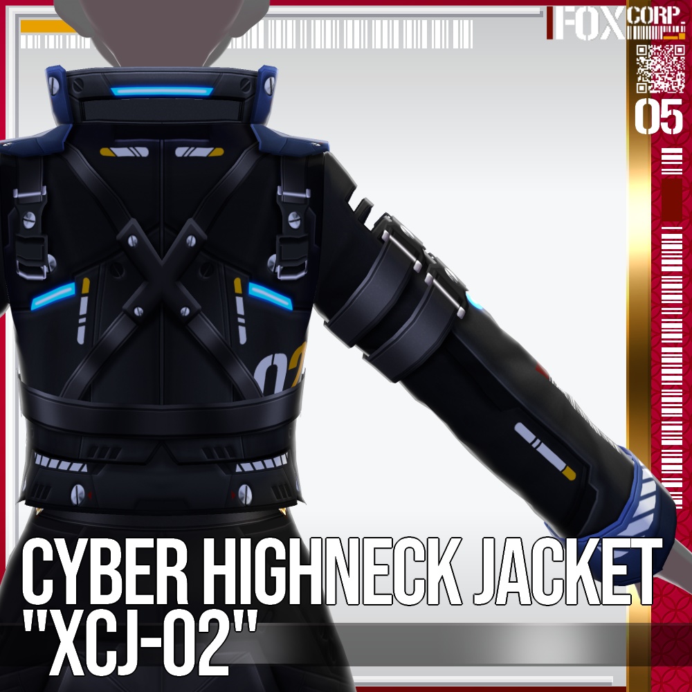 VRoid用 多色展開 サイバーハイネックジャケット "XCJ-02" - Cyber Highneck Jacket "XCJ-02"