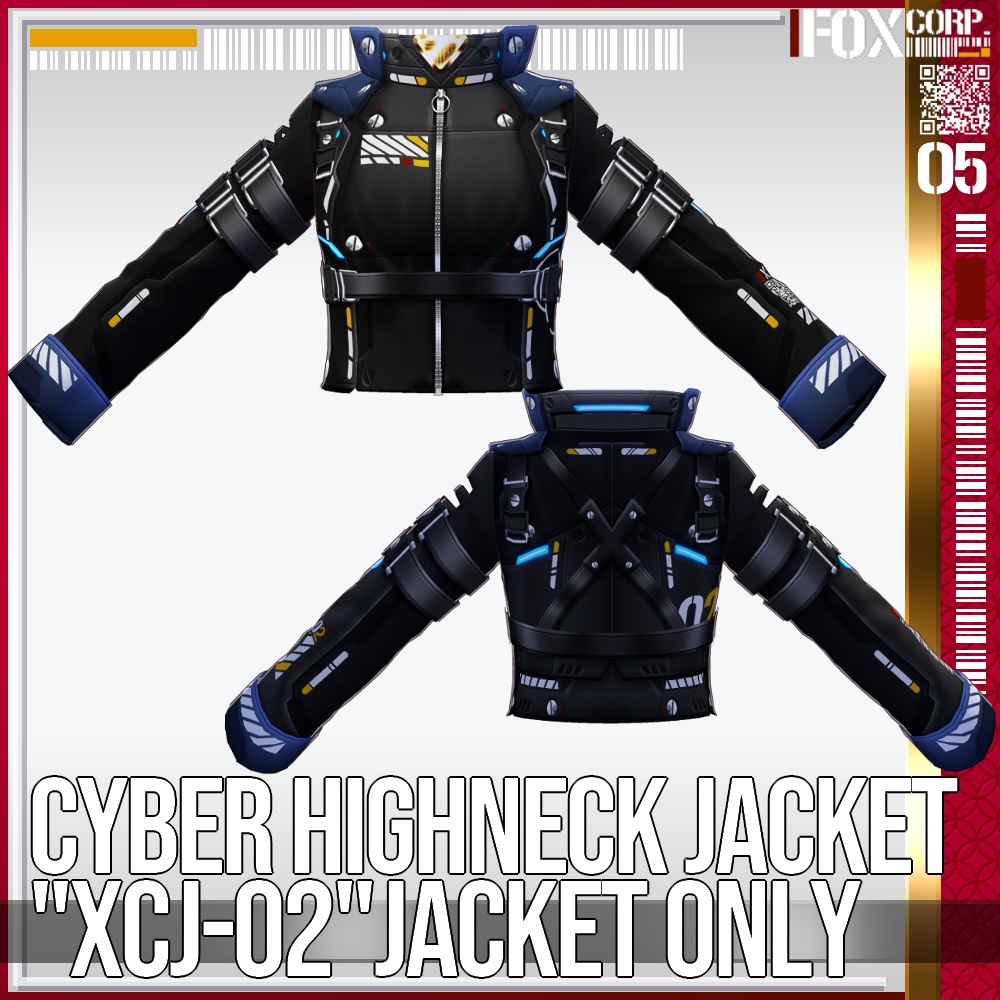VRoid用 多色展開 サイバーハイネックジャケット "XCJ-02" - Cyber Highneck Jacket "XCJ-02"