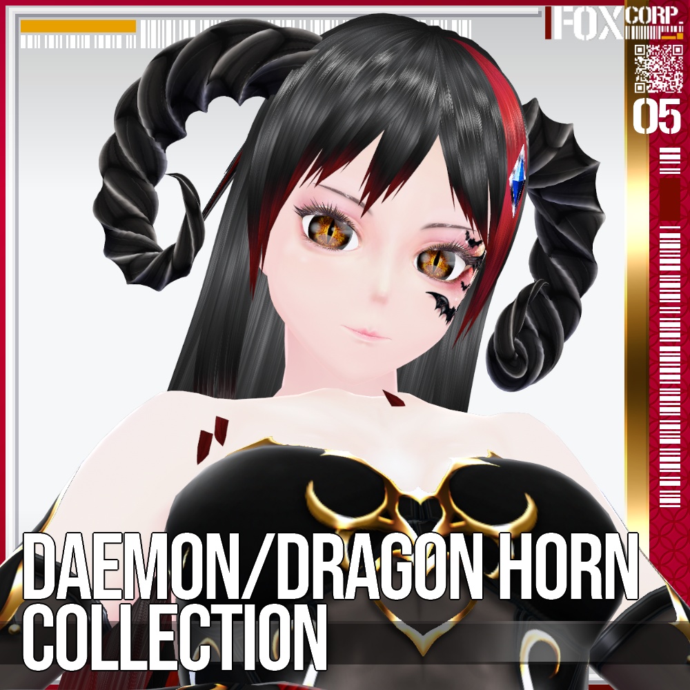 VRoid用 色調設定可能 24パターン 悪魔・龍族の角コレクション - Daemon/Dragon Horn Collection 24Patterns