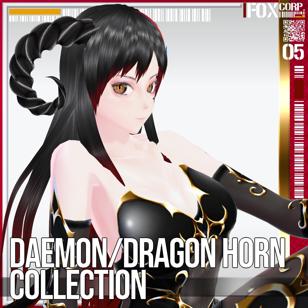 VRoid用 色調設定可能 24パターン 悪魔・龍族の角コレクション - Daemon/Dragon Horn Collection 24Patterns