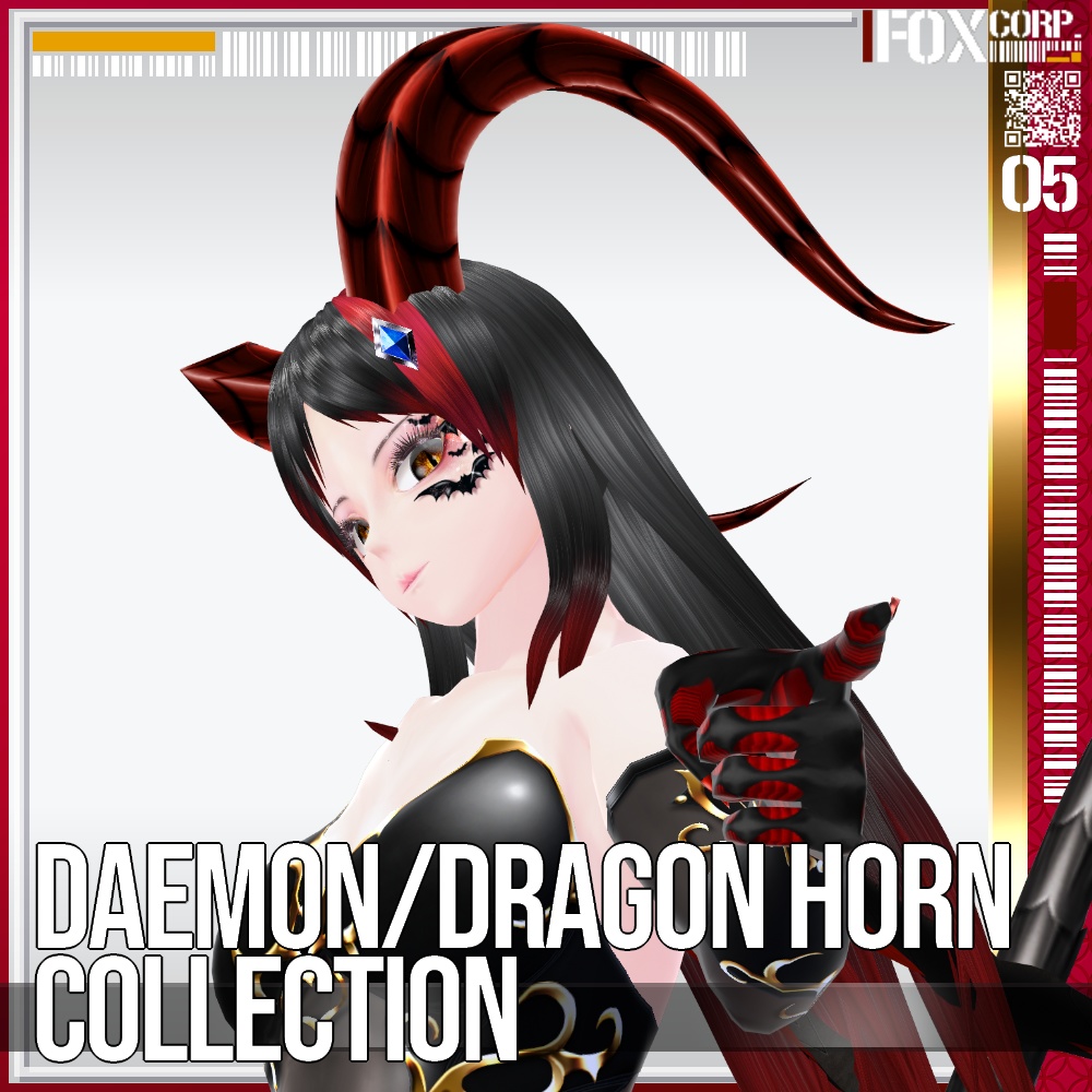 VRoid用 色調設定可能 24パターン 悪魔・龍族の角コレクション - Daemon/Dragon Horn Collection 24Patterns