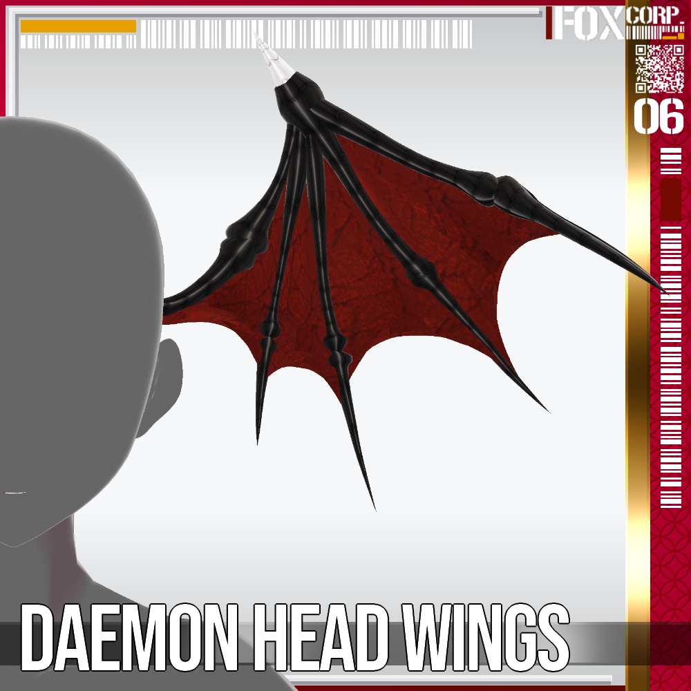 VRoid用 色調設定可能 悪魔の翼ヘアアクセサリー - Daemon Head Wings