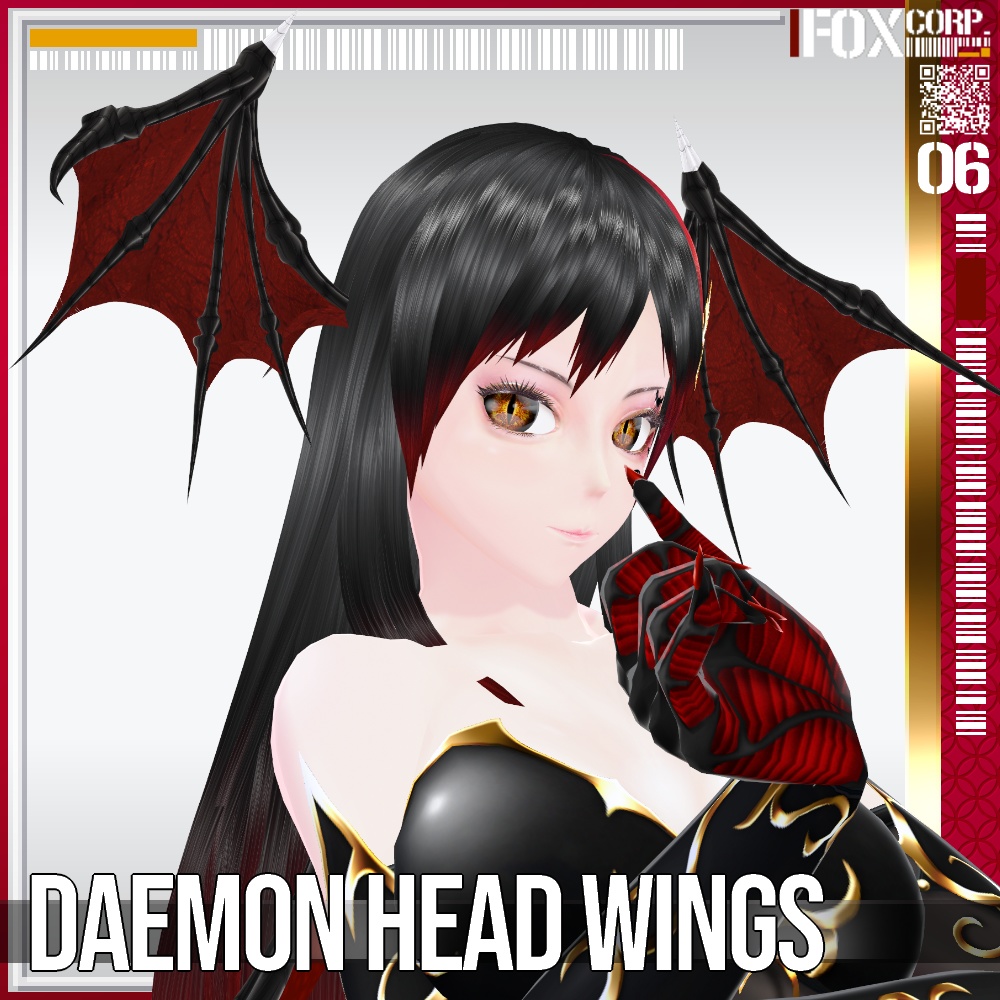 VRoid用 色調設定可能 悪魔の翼ヘアアクセサリー - Daemon Head Wings