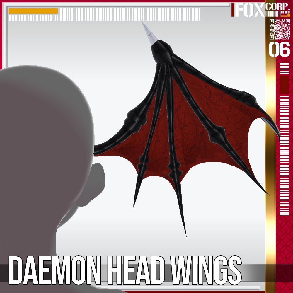 VRoid用 色調設定可能 悪魔の翼ヘアアクセサリー - Daemon Head Wings