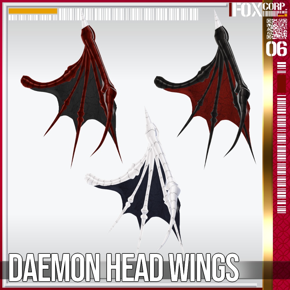 VRoid用 色調設定可能 悪魔の翼ヘアアクセサリー - Daemon Head Wings