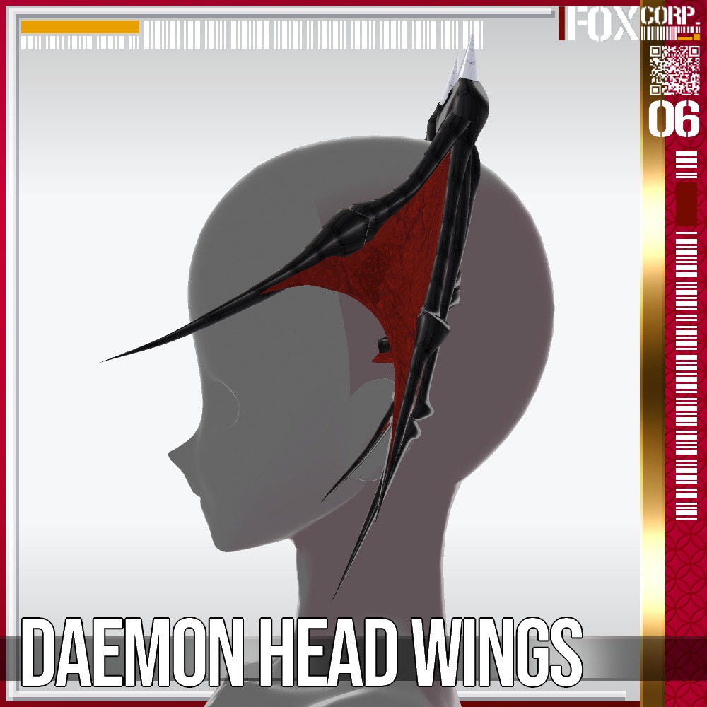 VRoid用 色調設定可能 悪魔の翼ヘアアクセサリー - Daemon Head Wings