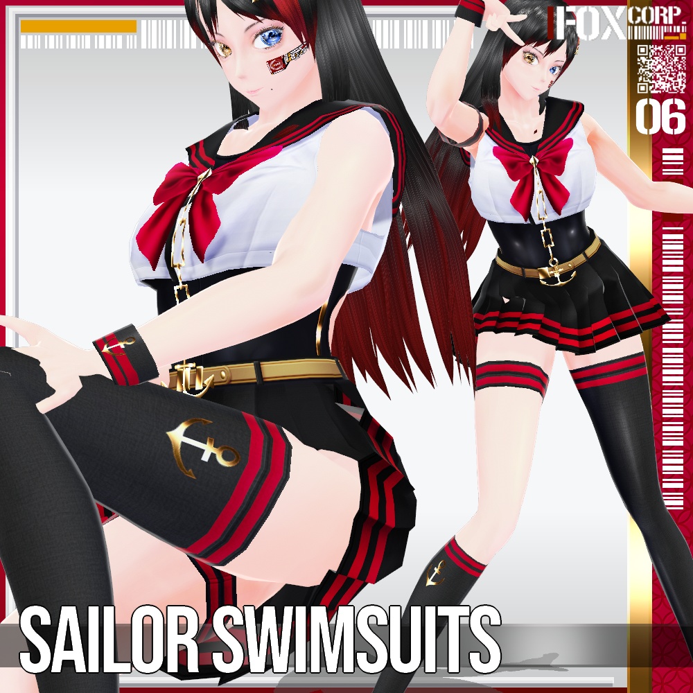 【新色追加!】VRoid用 8色展開 セーラー水着 - Sailor Swimsuits 8Colors