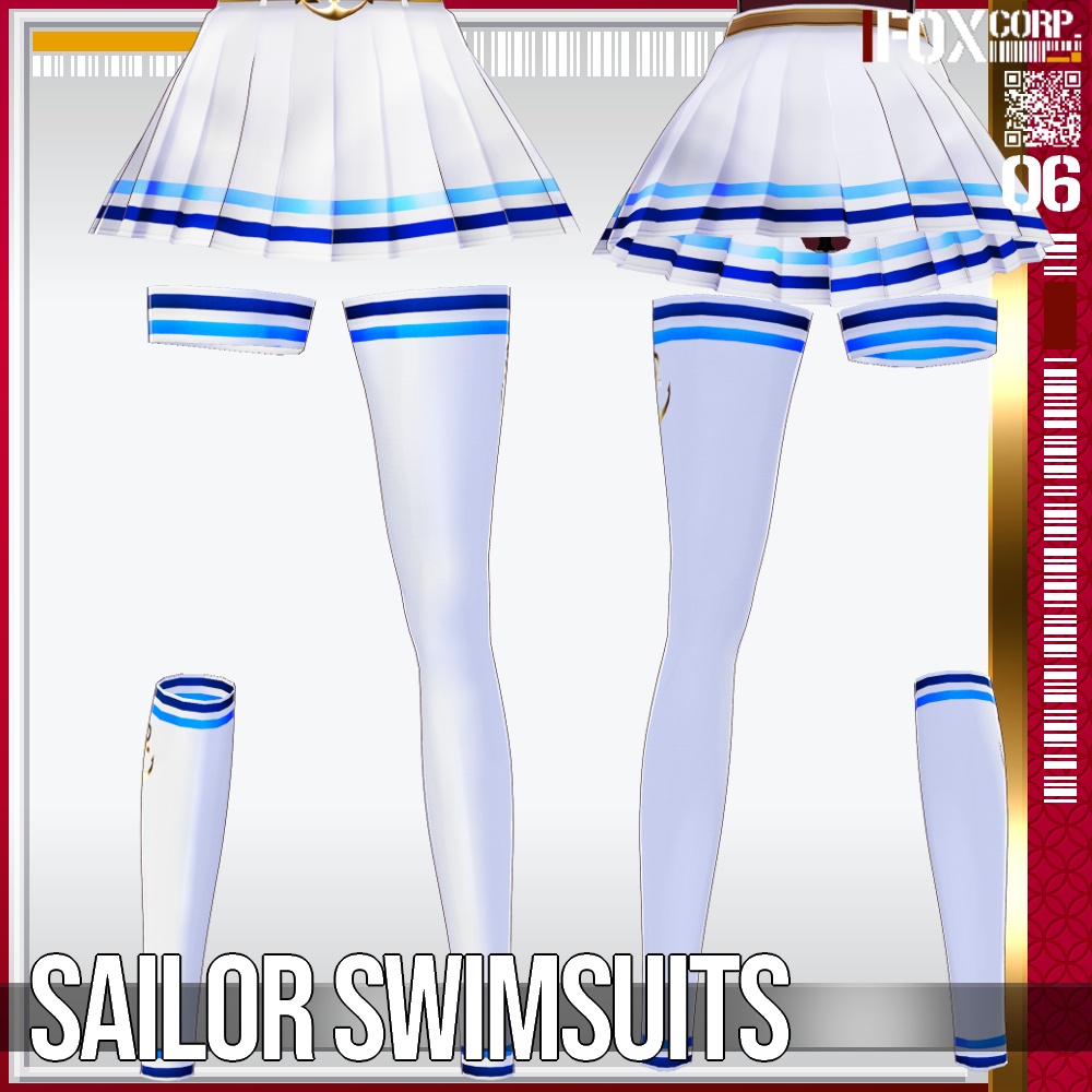 【新色追加!】VRoid用 8色展開 セーラー水着 - Sailor Swimsuits 8Colors