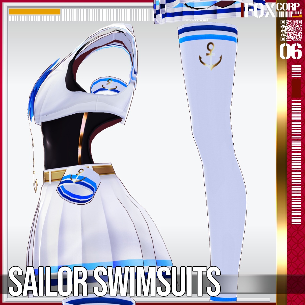 【新色追加!】VRoid用 8色展開 セーラー水着 - Sailor Swimsuits 8Colors