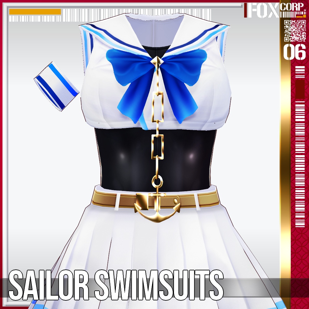 【新色追加!】VRoid用 8色展開 セーラー水着 - Sailor Swimsuits 8Colors