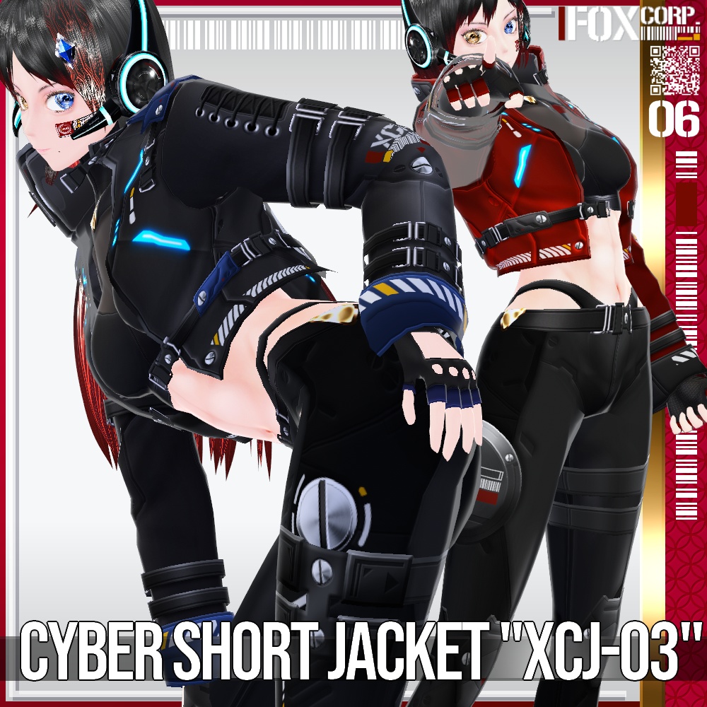 VRoid用 多色展開 サイバーショートジャケット "XCJ-03" - Cyber Short Jacket "XCJ-03"