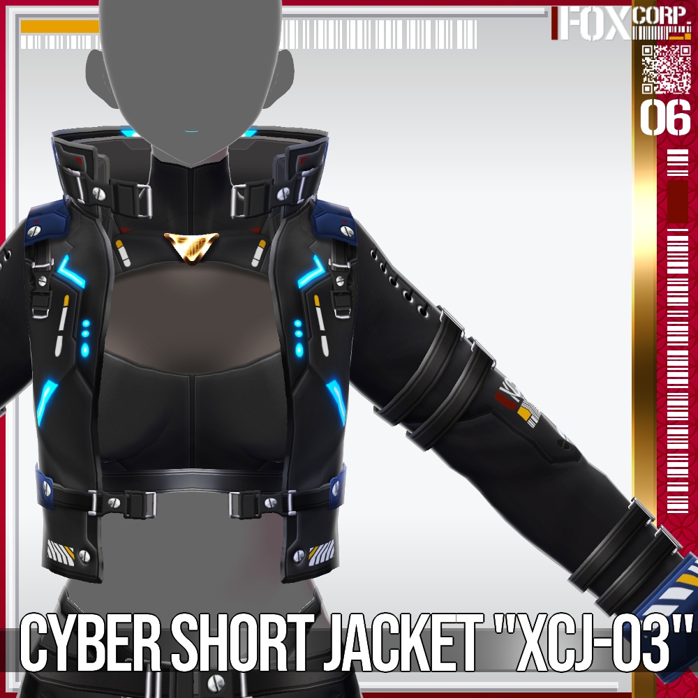 VRoid用 多色展開 サイバーショートジャケット "XCJ-03" - Cyber Short Jacket "XCJ-03"