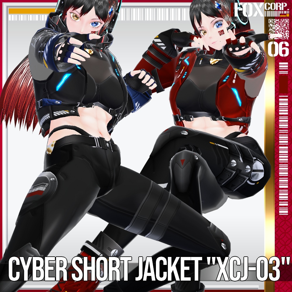 VRoid用 多色展開 サイバーショートジャケット "XCJ-03" - Cyber Short Jacket "XCJ-03"