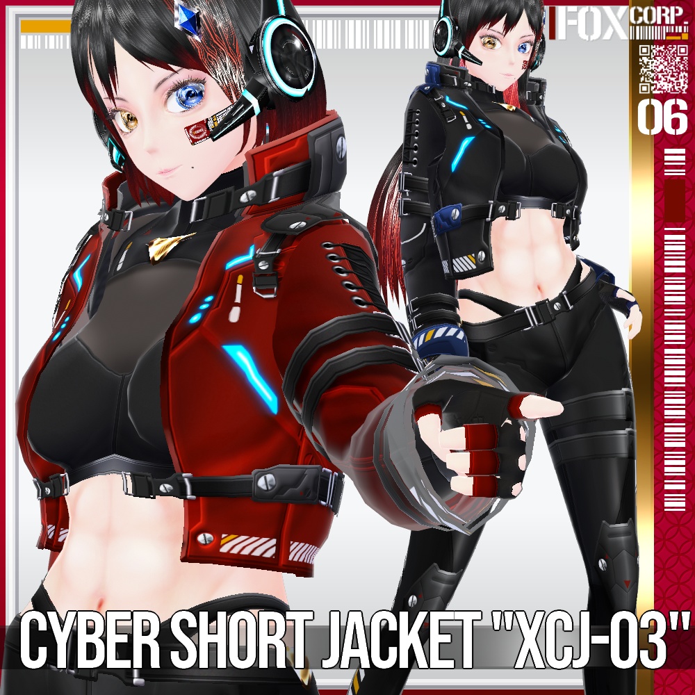 VRoid用 多色展開 サイバーショートジャケット "XCJ-03" - Cyber Short Jacket "XCJ-03"