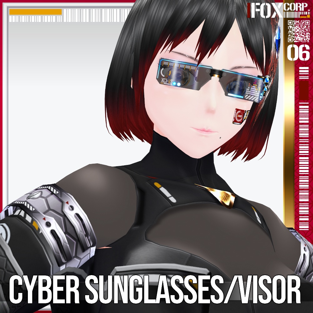 VRoid用 多色展開 サイバーサングラス/バイザー - Cyber Sunglasses/Visor
