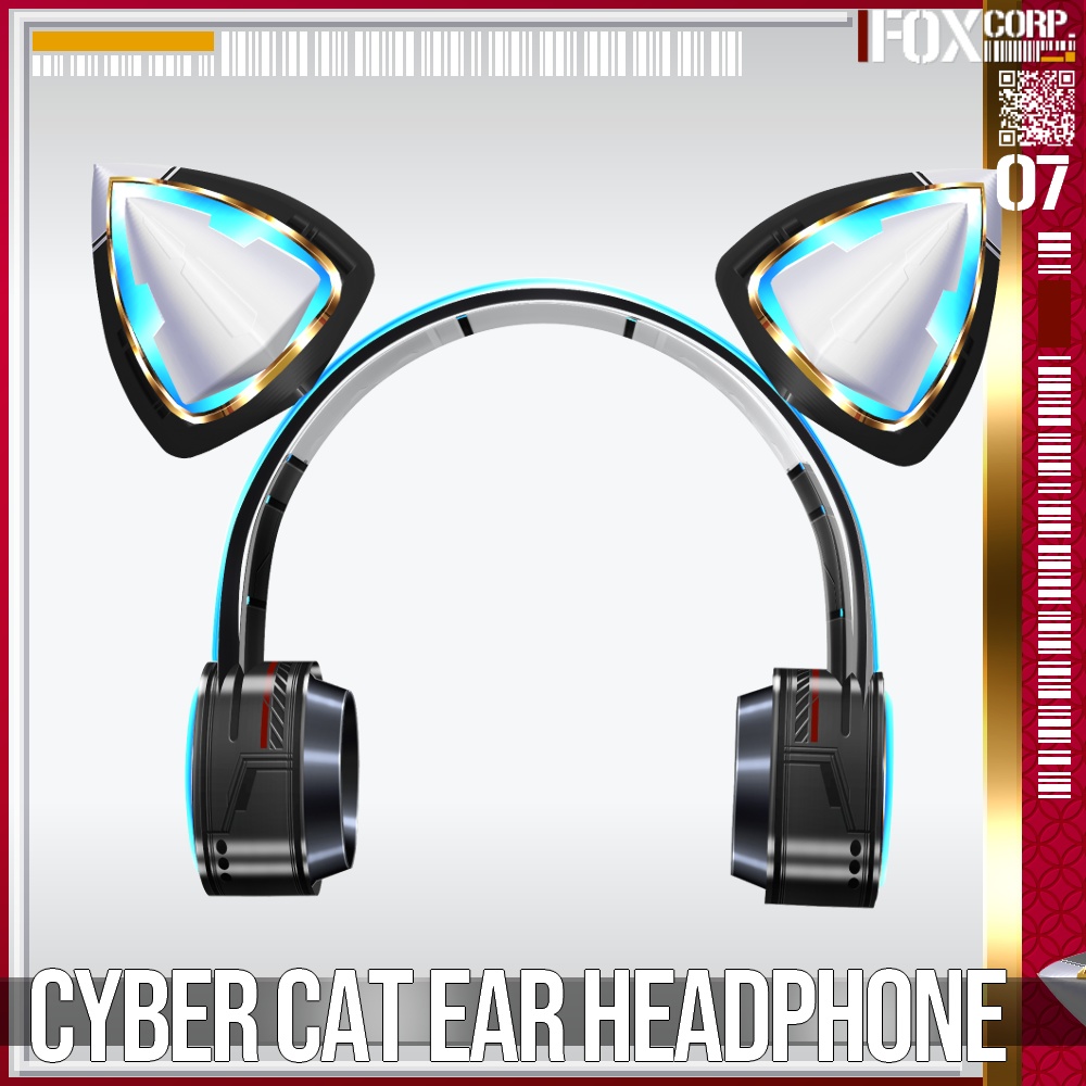 【光る!】VRoid用 サイバー猫耳ヘッドホン - Cyber Cat Ear Headphone