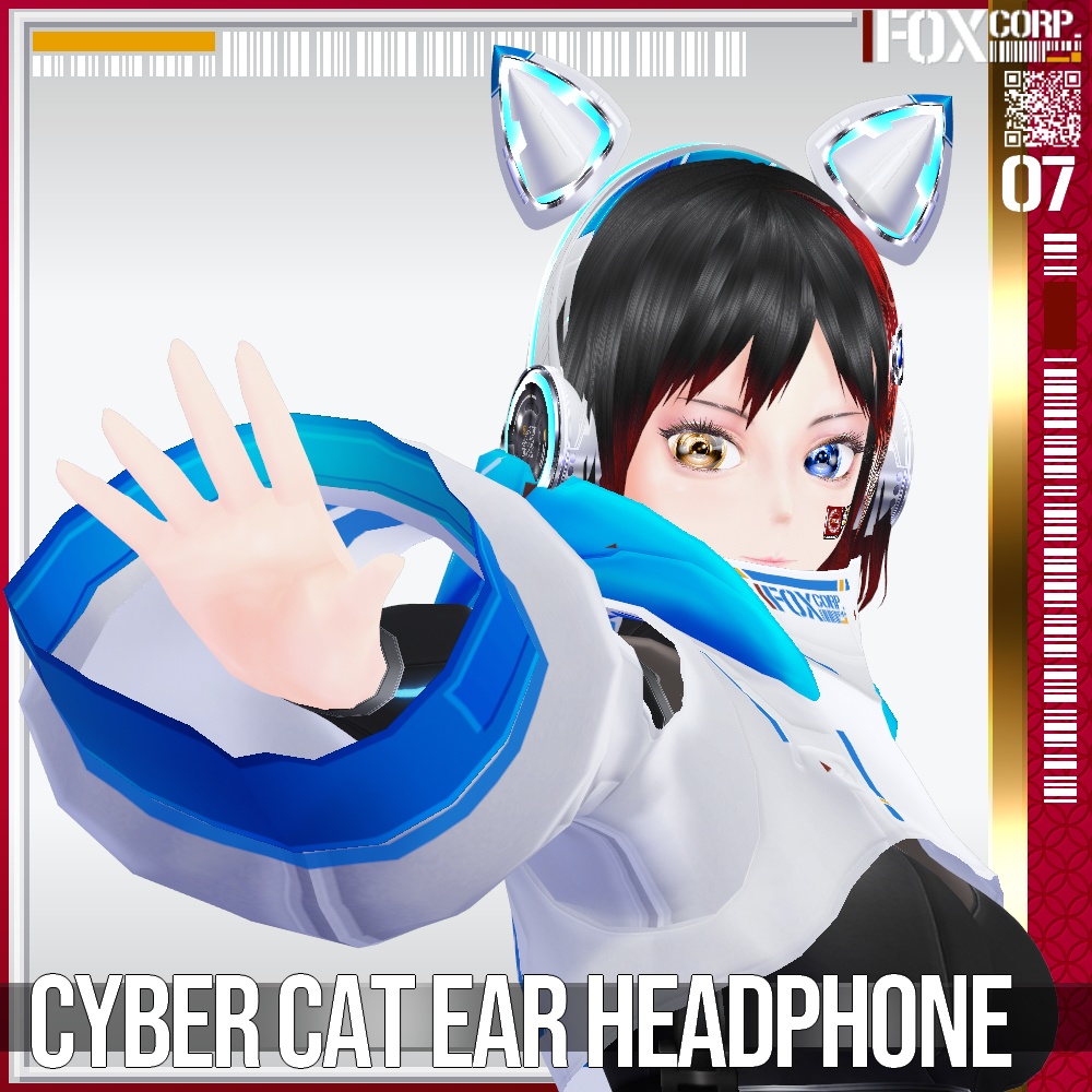 【光る!】VRoid用 サイバー猫耳ヘッドホン - Cyber Cat Ear Headphone