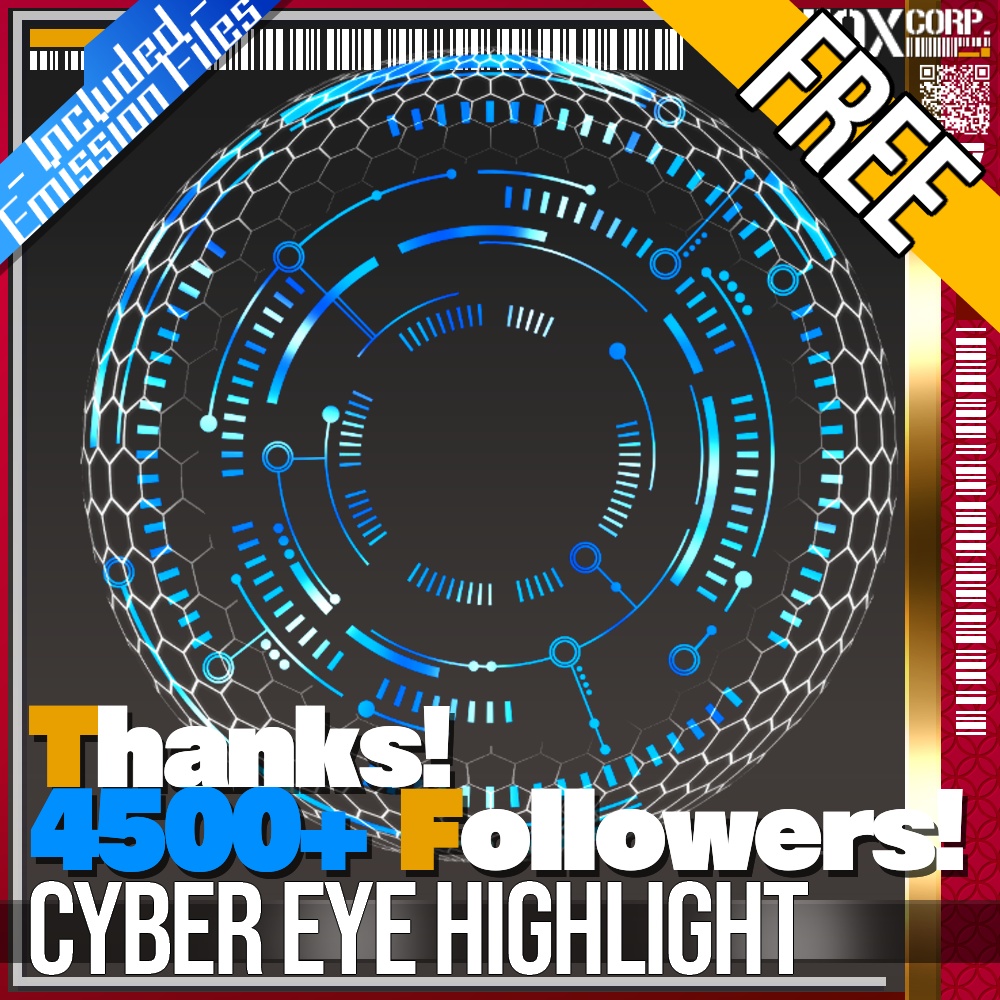【発光可能】VRoid/VRC Thanks 4500+ Followers! サイバーアイハイライト - Cyber Eye Highlight