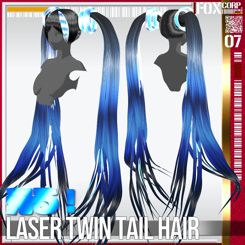【光る!】VRoid用 レーザーツインテール・髪の毛テクスチャ付き - Laser Twin Tail Hairstyle