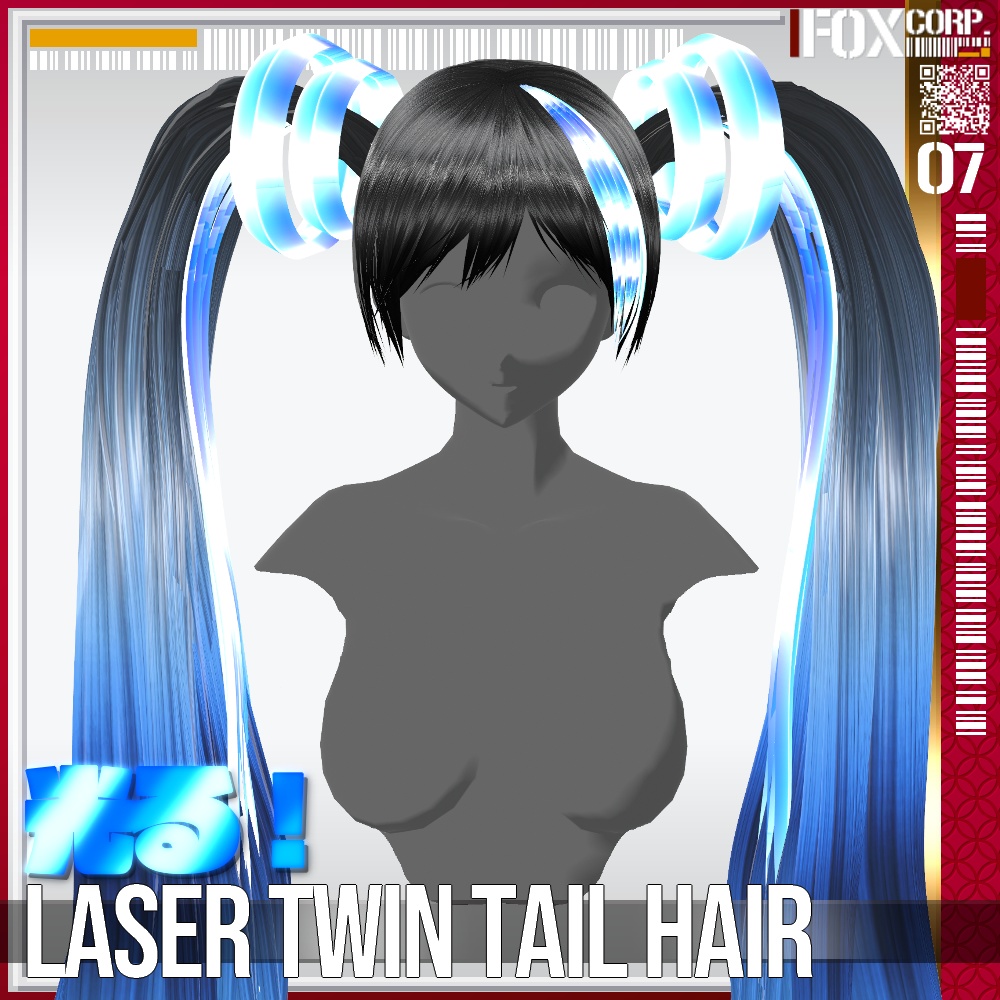 【光る!】VRoid用 レーザーツインテール・髪の毛テクスチャ付き - Laser Twin Tail Hairstyle