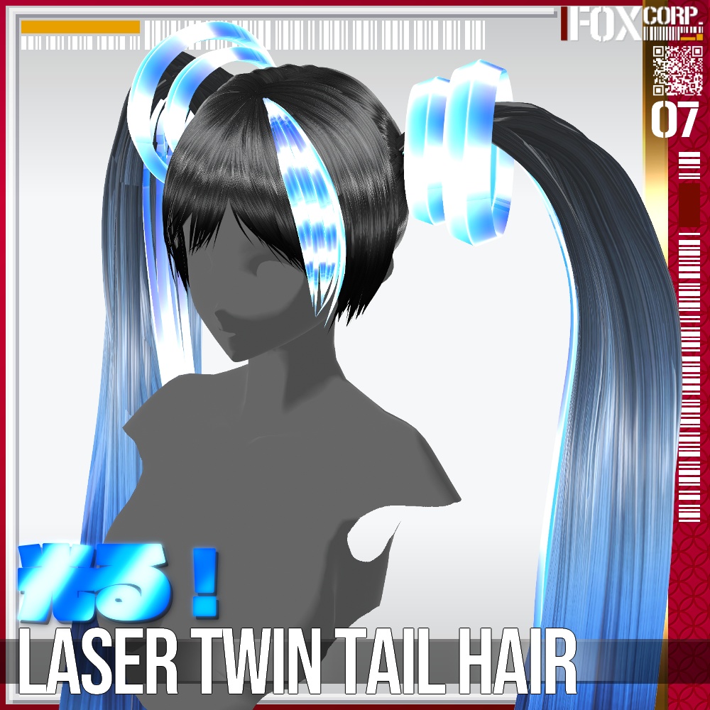 【光る!】VRoid用 レーザーツインテール・髪の毛テクスチャ付き - Laser Twin Tail Hairstyle