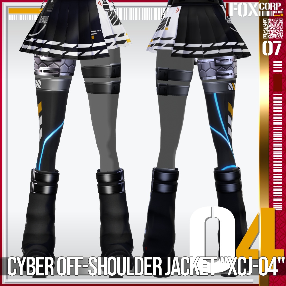 【発光可能】VRoid用 多色展開 サイバーオフショルダージャケット "XCJ-04" - Cyber Off-Shoulder Jacket "XCJ-04"