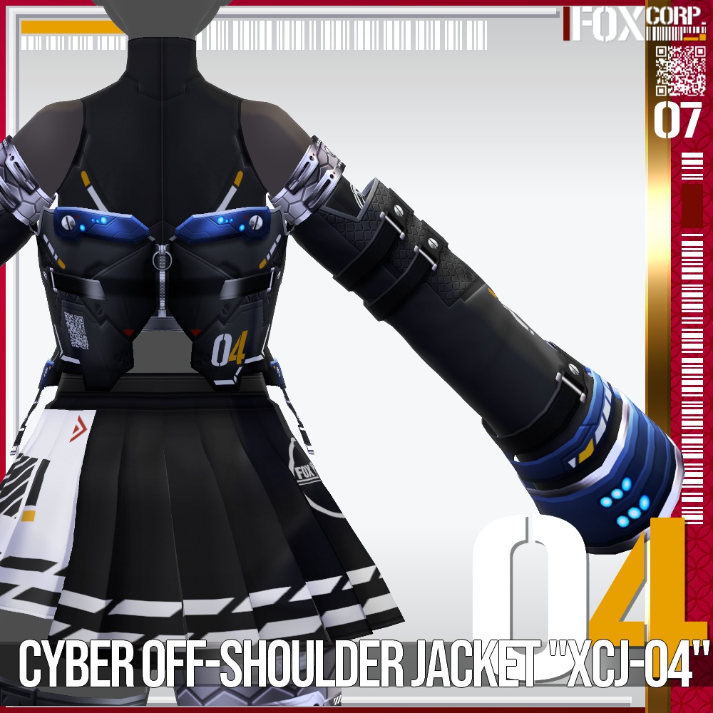 【発光可能】VRoid用 多色展開 サイバーオフショルダージャケット "XCJ-04" - Cyber Off-Shoulder Jacket "XCJ-04"