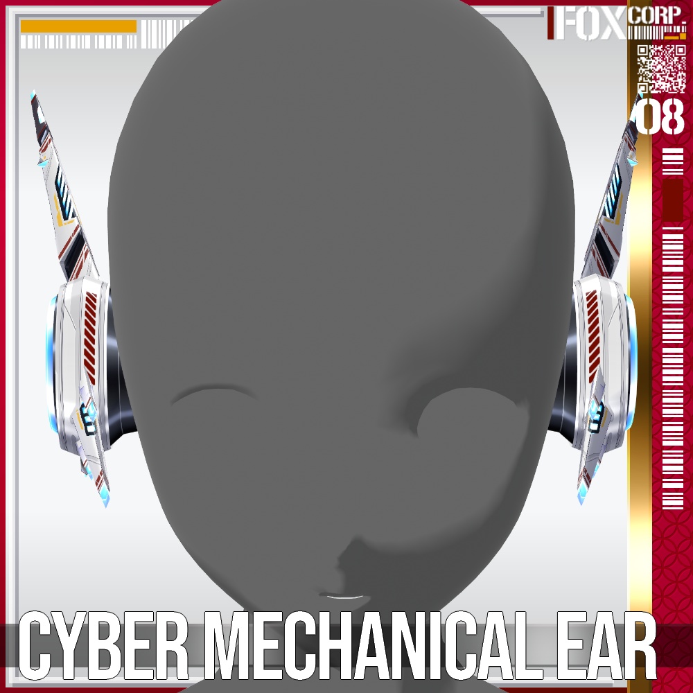 【光る!】VRoid用 9*6色展開 サイバーメカ耳/ヘッドギア - Cyber Mechanical Ear/Headgear 9*6Colors