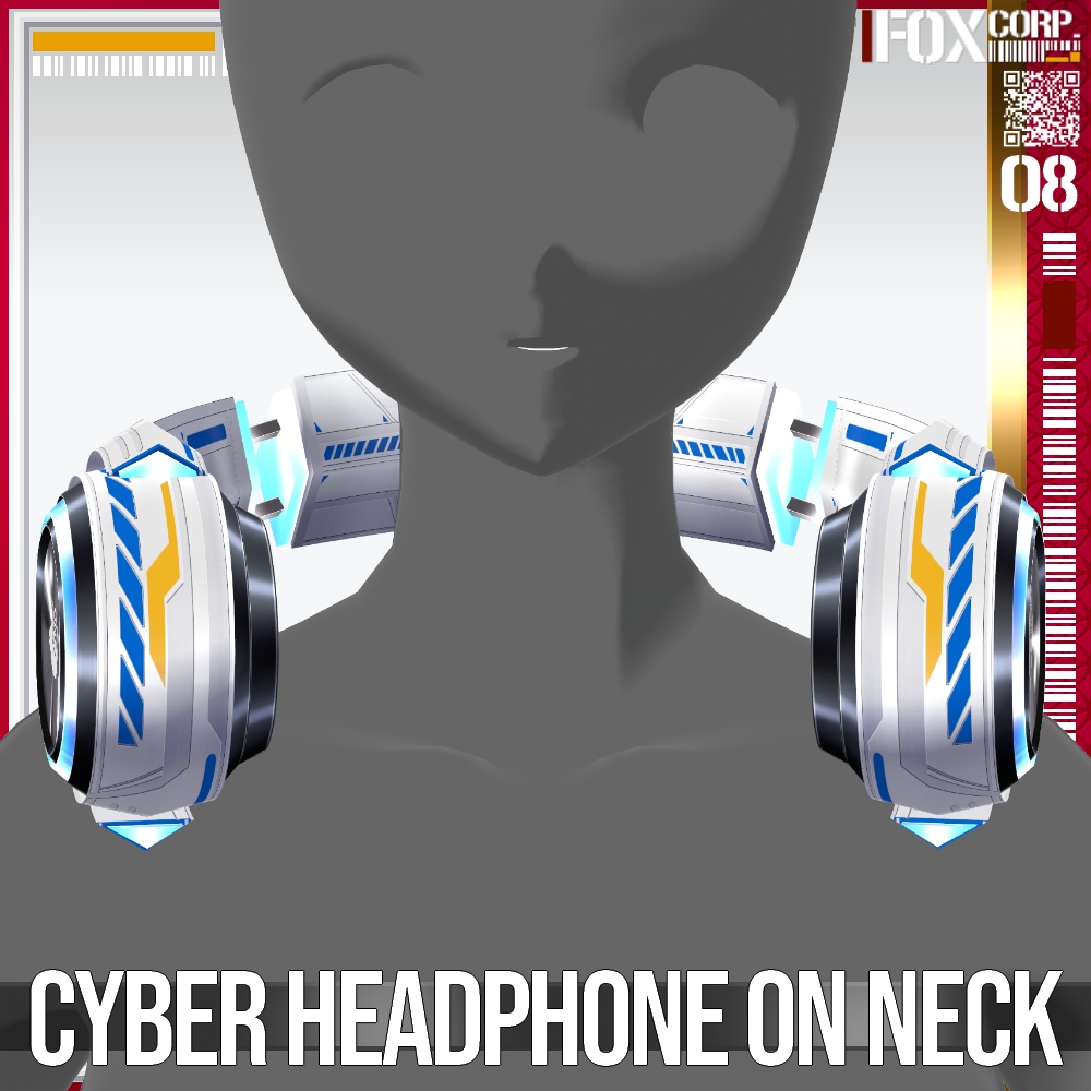 【光る!】VRoid用 8*6色展開 首掛けサイバーヘッドホン - Cyber Headphone on Neck 8*6Colors