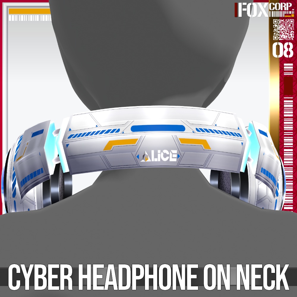 【光る!】VRoid用 8*6色展開 首掛けサイバーヘッドホン - Cyber Headphone on Neck 8*6Colors