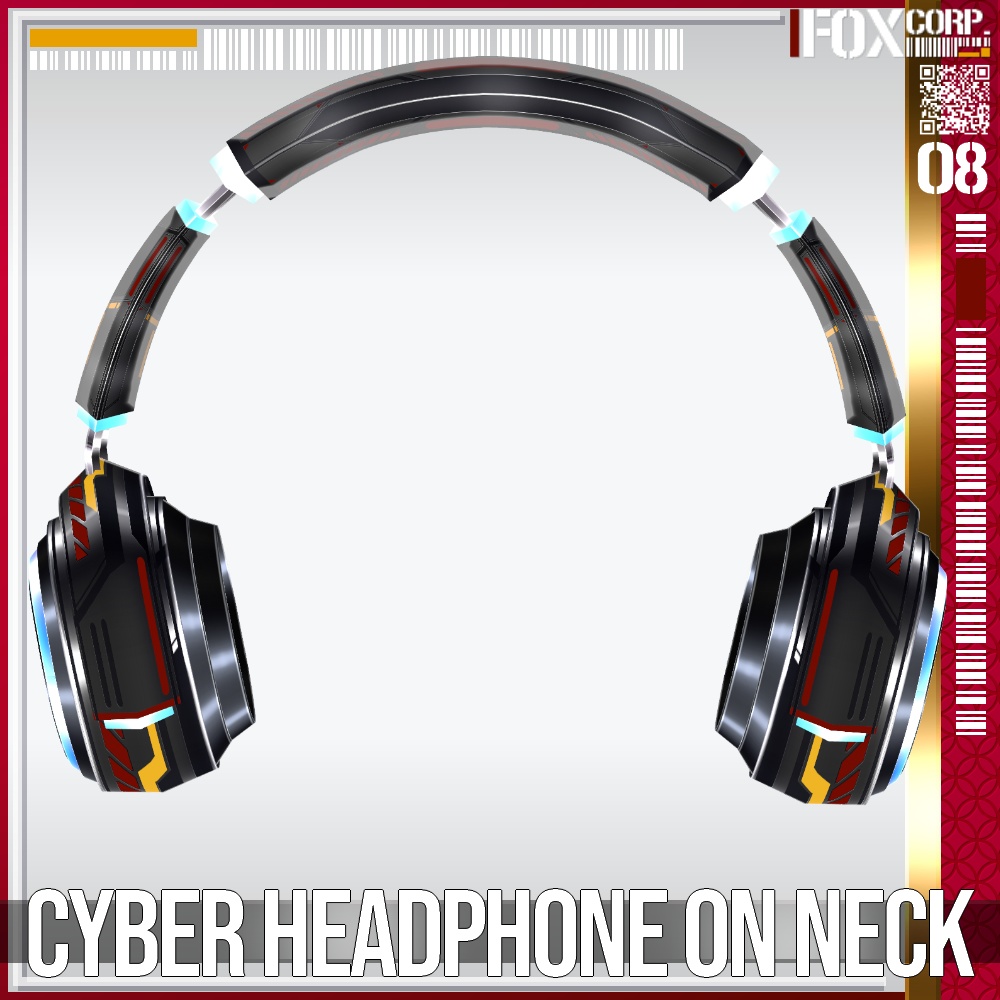【光る!】VRoid用 8*6色展開 首掛けサイバーヘッドホン - Cyber Headphone on Neck 8*6Colors