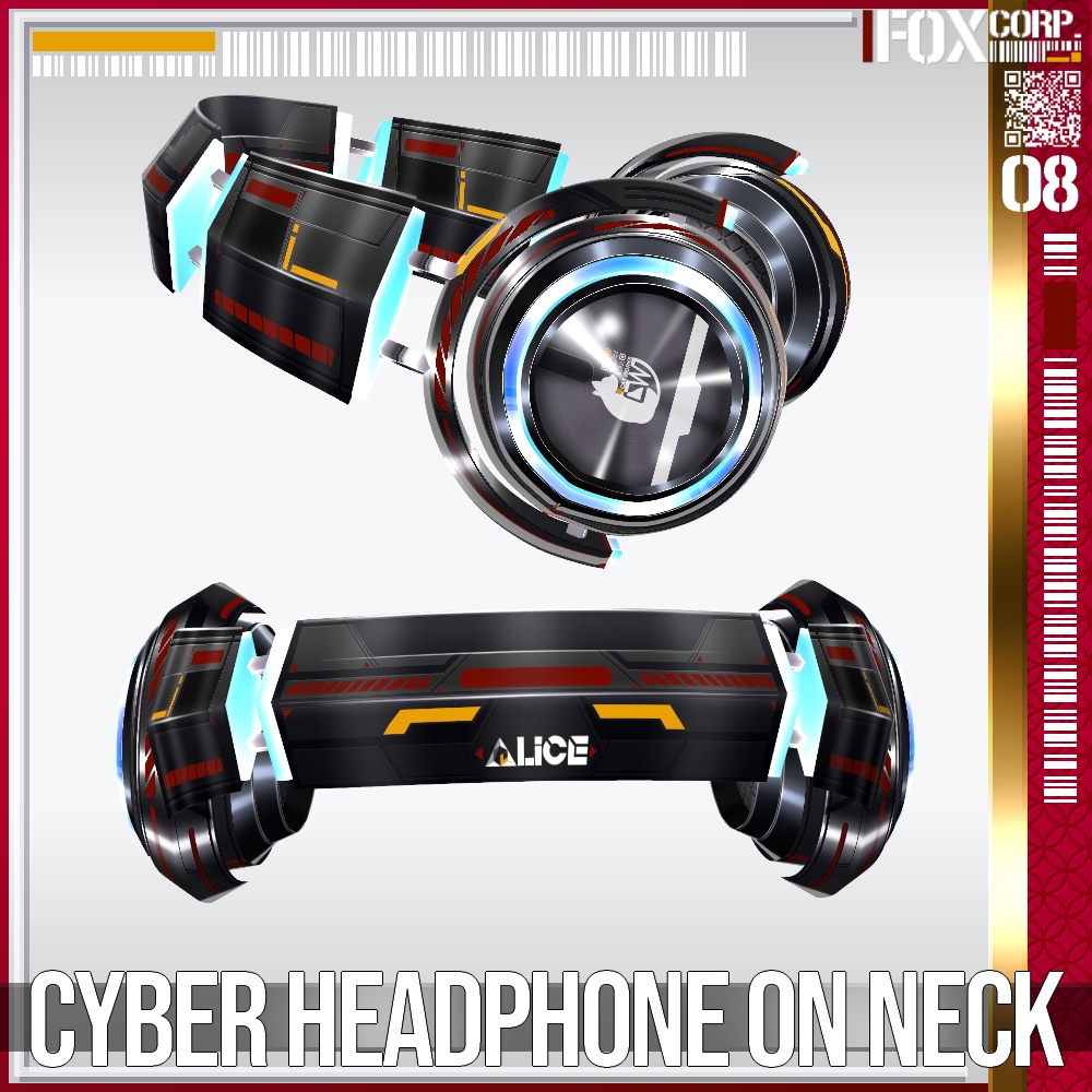 【光る!】VRoid用 8*6色展開 首掛けサイバーヘッドホン - Cyber Headphone on Neck 8*6Colors