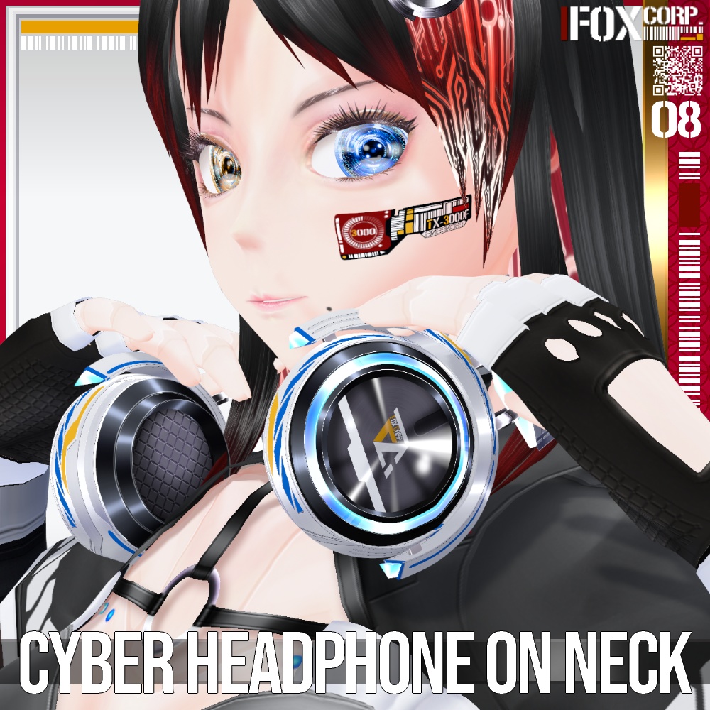 【光る!】VRoid用 8*6色展開 首掛けサイバーヘッドホン - Cyber Headphone on Neck 8*6Colors