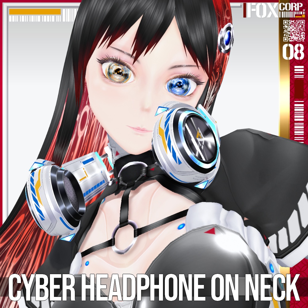 【光る!】VRoid用 8*6色展開 首掛けサイバーヘッドホン - Cyber Headphone on Neck 8*6Colors
