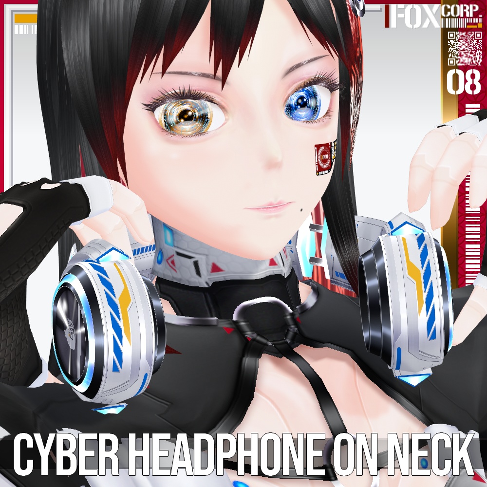 【光る!】VRoid用 8*6色展開 首掛けサイバーヘッドホン - Cyber Headphone on Neck 8*6Colors