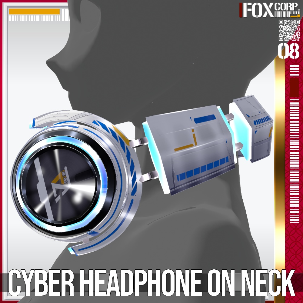 【光る!】VRoid用 8*6色展開 首掛けサイバーヘッドホン - Cyber Headphone on Neck 8*6Colors