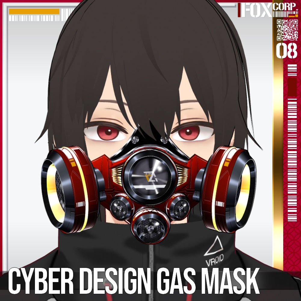 【光る!】VRoid用 8*6色展開 サイバー デザイン ガスマスク - Cyber Design Gasmask 8*6Colors