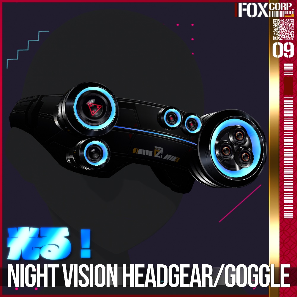 【光る!】VRoid用 8*6色展開 サイバー暗視ヘッドギア/ゴーグル - Cyber Night Vision Headgear/Goggle 8*6Colors
