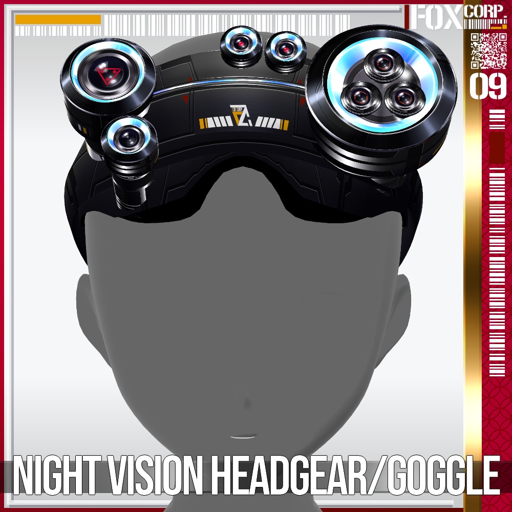 【光る!】VRoid用 8*6色展開 サイバー暗視ヘッドギア/ゴーグル - Cyber Night Vision Headgear/Goggle 8*6Colors