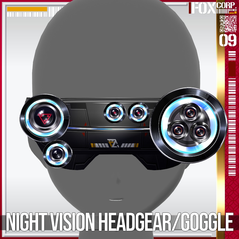 【光る!】VRoid用 8*6色展開 サイバー暗視ヘッドギア/ゴーグル - Cyber Night Vision Headgear/Goggle 8*6Colors