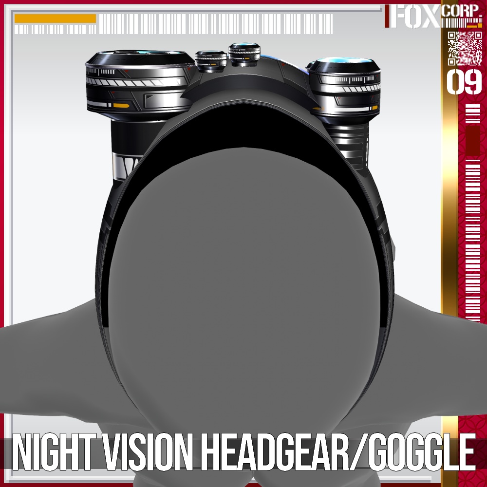 【光る!】VRoid用 8*6色展開 サイバー暗視ヘッドギア/ゴーグル - Cyber Night Vision Headgear/Goggle 8*6Colors